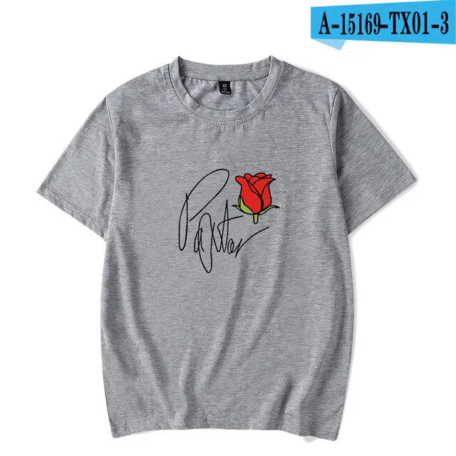 Fashion Pop Ladies T shirt Casual Top Girl t-shirt Role Rose Print Lady Clothing T-shirt Black Street Wear Short Sleeve xxs-4xl