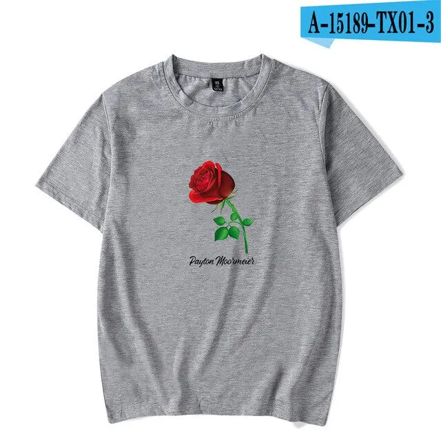 Fashion Pop Ladies T shirt Casual Top Girl t-shirt Role Rose Print Lady Clothing T-shirt Black Street Wear Short Sleeve xxs-4xl