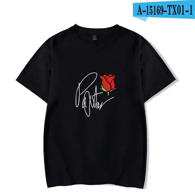 Fashion Pop Ladies T shirt Casual Top Girl t-shirt Role Rose Print Lady Clothing T-shirt Black Street Wear Short Sleeve xxs-4xl