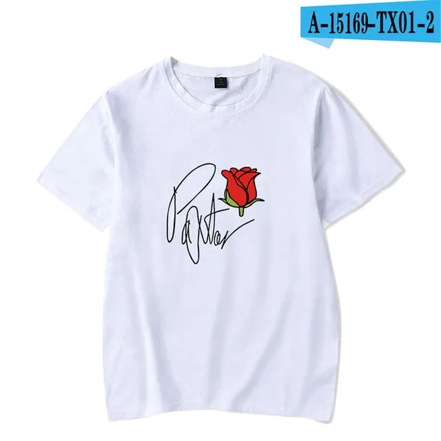 Fashion Pop Ladies T shirt Casual Top Girl t-shirt Role Rose Print Lady Clothing T-shirt Black Street Wear Short Sleeve xxs-4xl