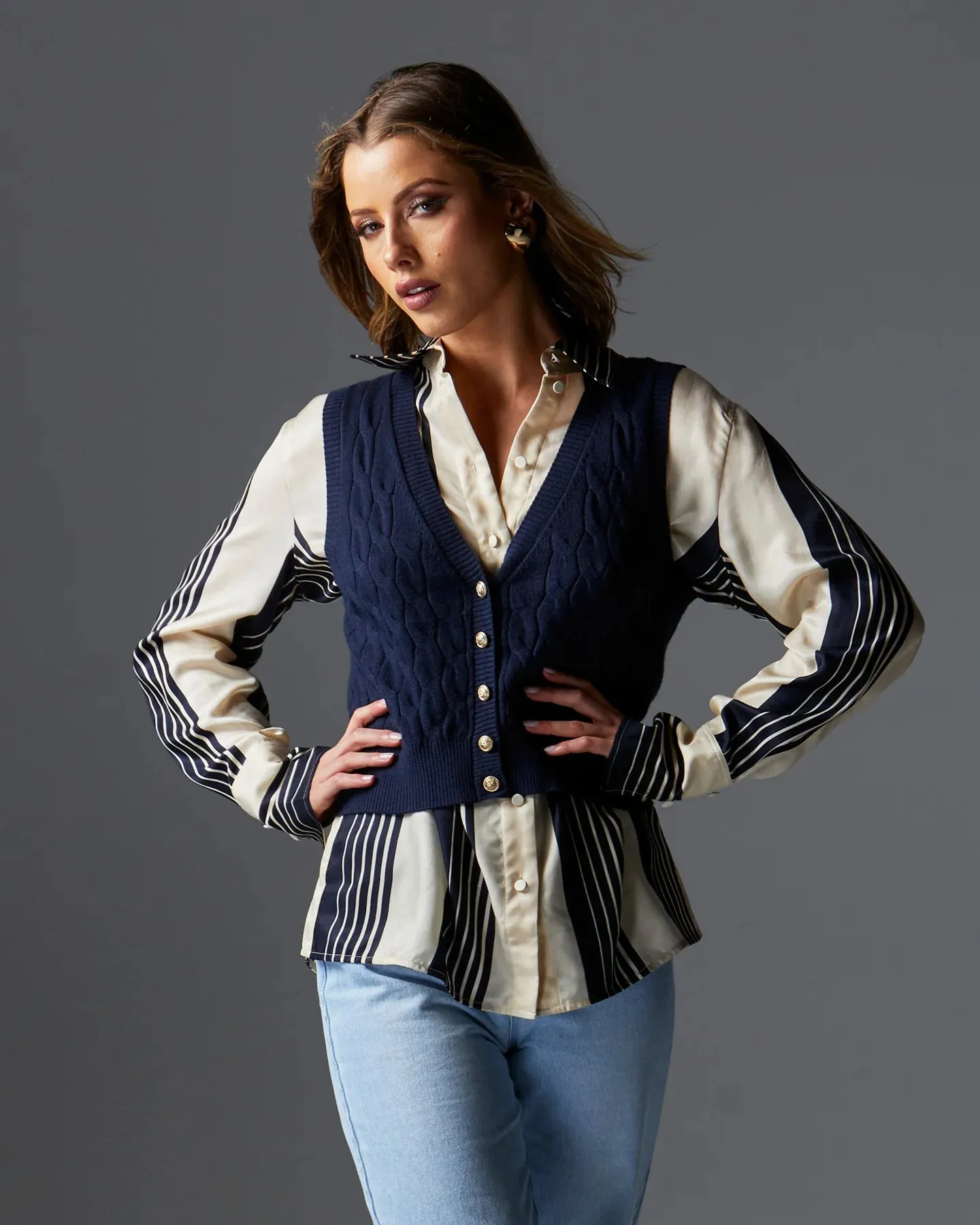 Fate & Becker - Lotus Knit Vest - Navy