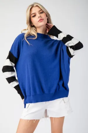 Ferguson Stripe Sleeve Mock Neck Sweater