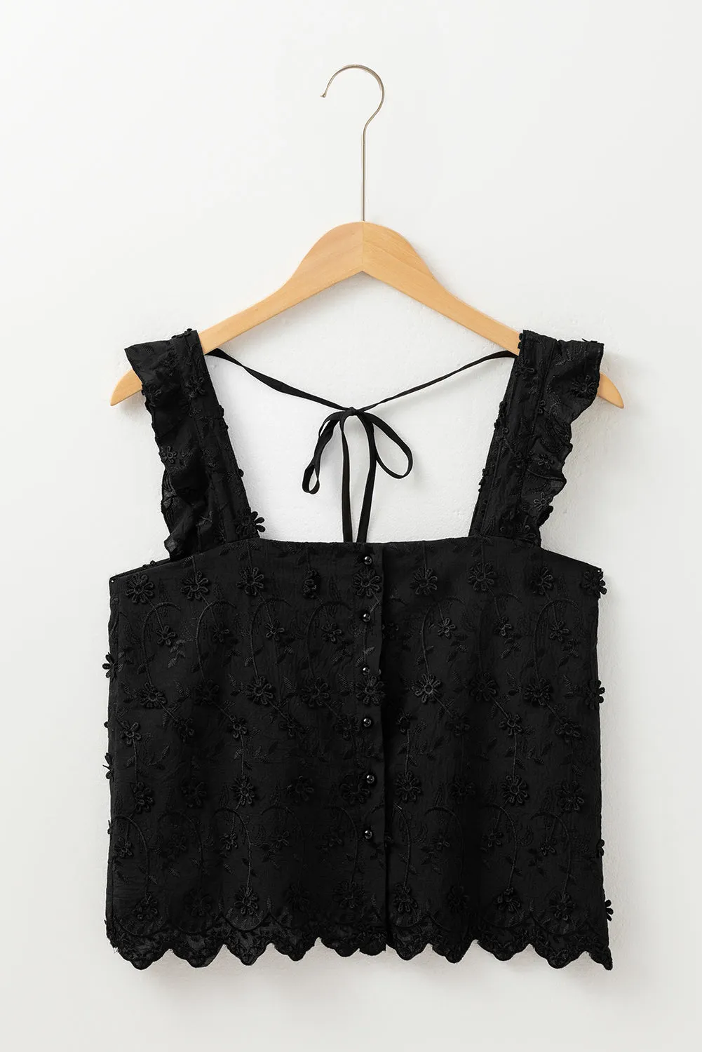 Floral Embroidered Square Neck Tank Top