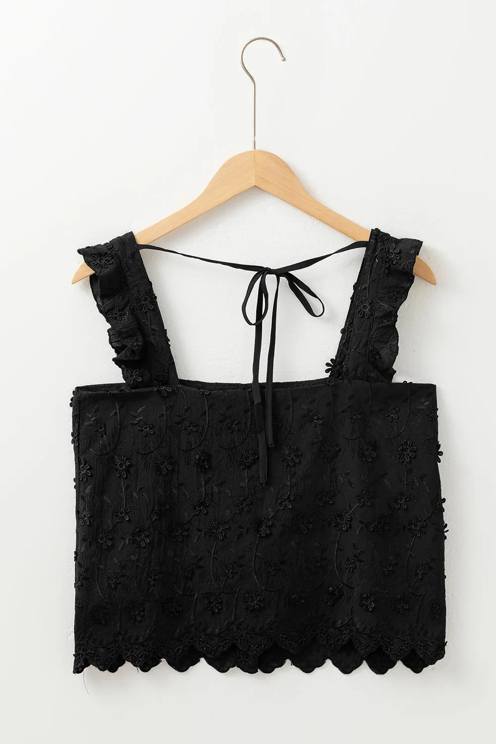 Floral Embroidered Square Neck Tank Top
