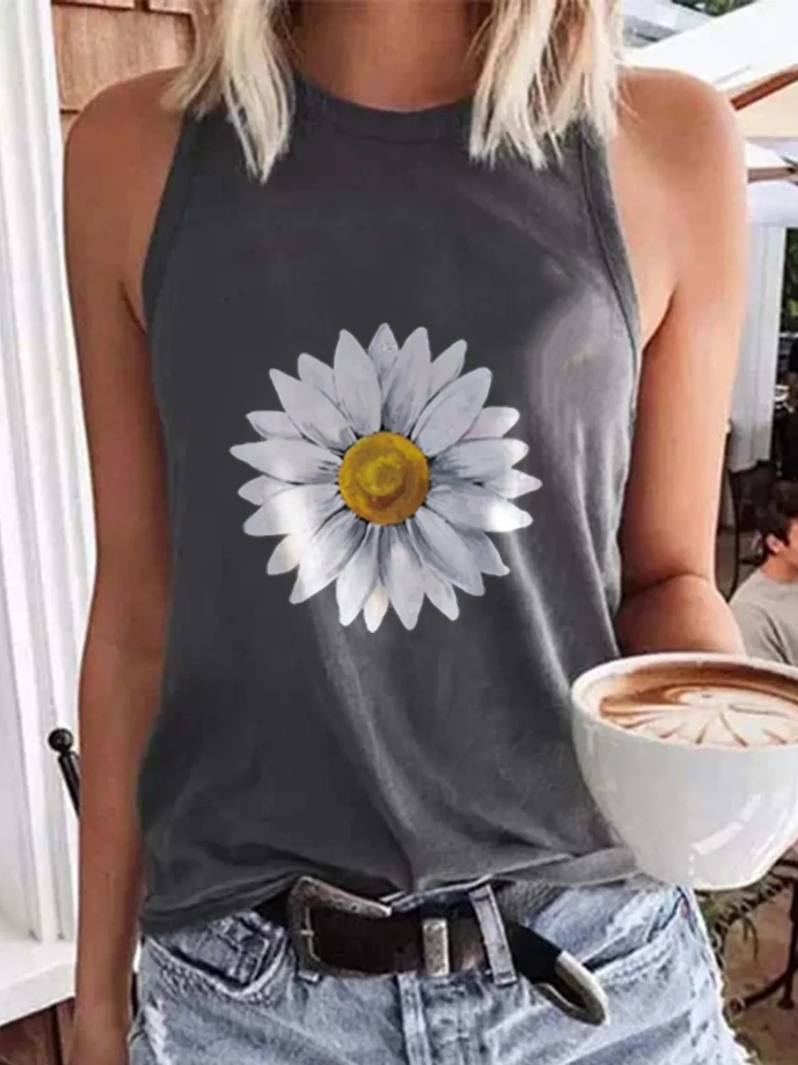 Floral Shift Casual Cotton-Blend Shirts & Tops