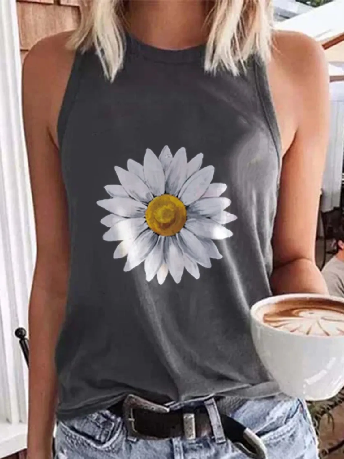 Floral Shift Casual Cotton-Blend Shirts & Tops