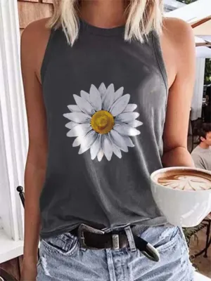 Floral Shift Casual Cotton-Blend Shirts & Tops