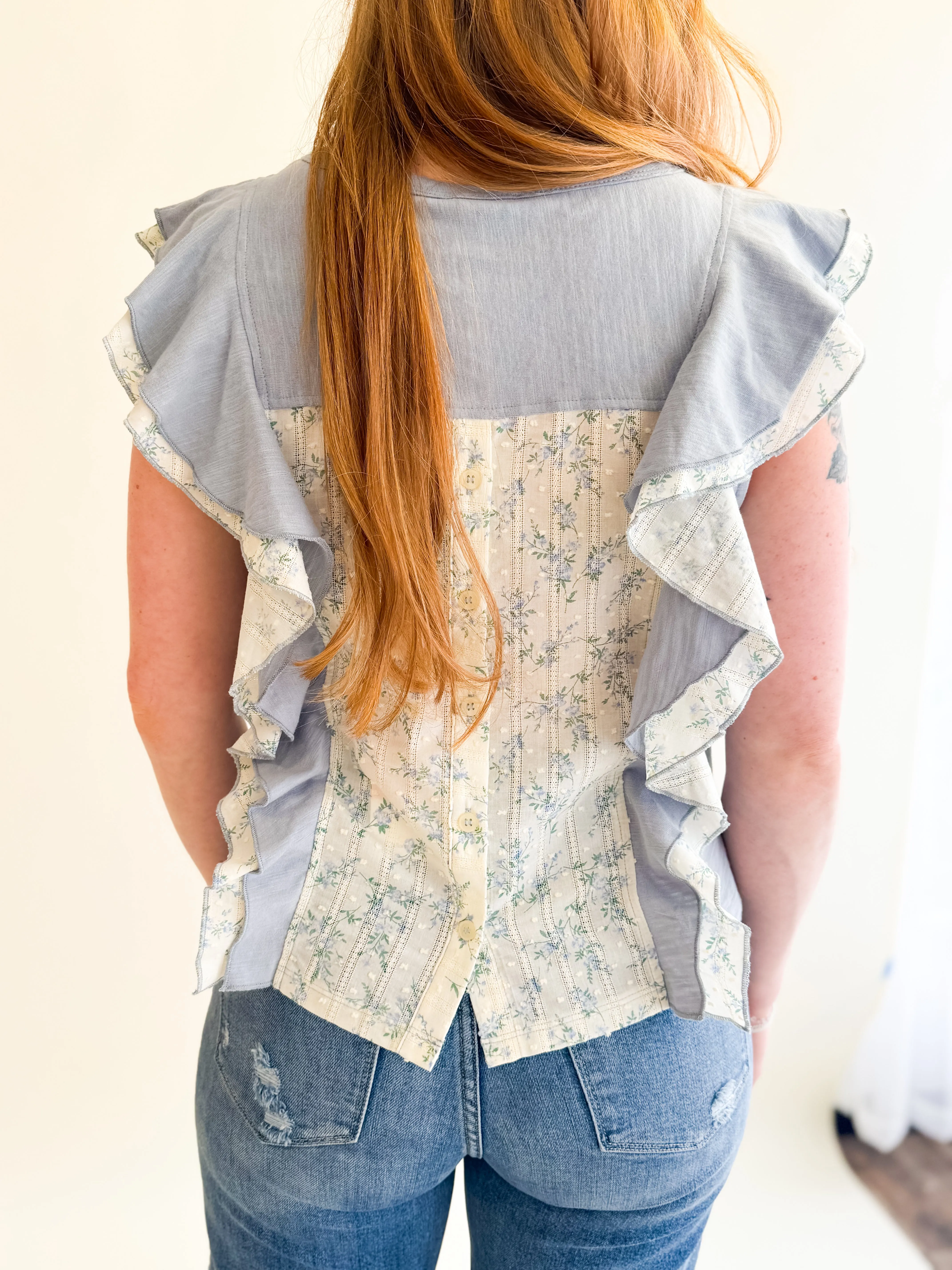 Flutter Sleeve Floral Top