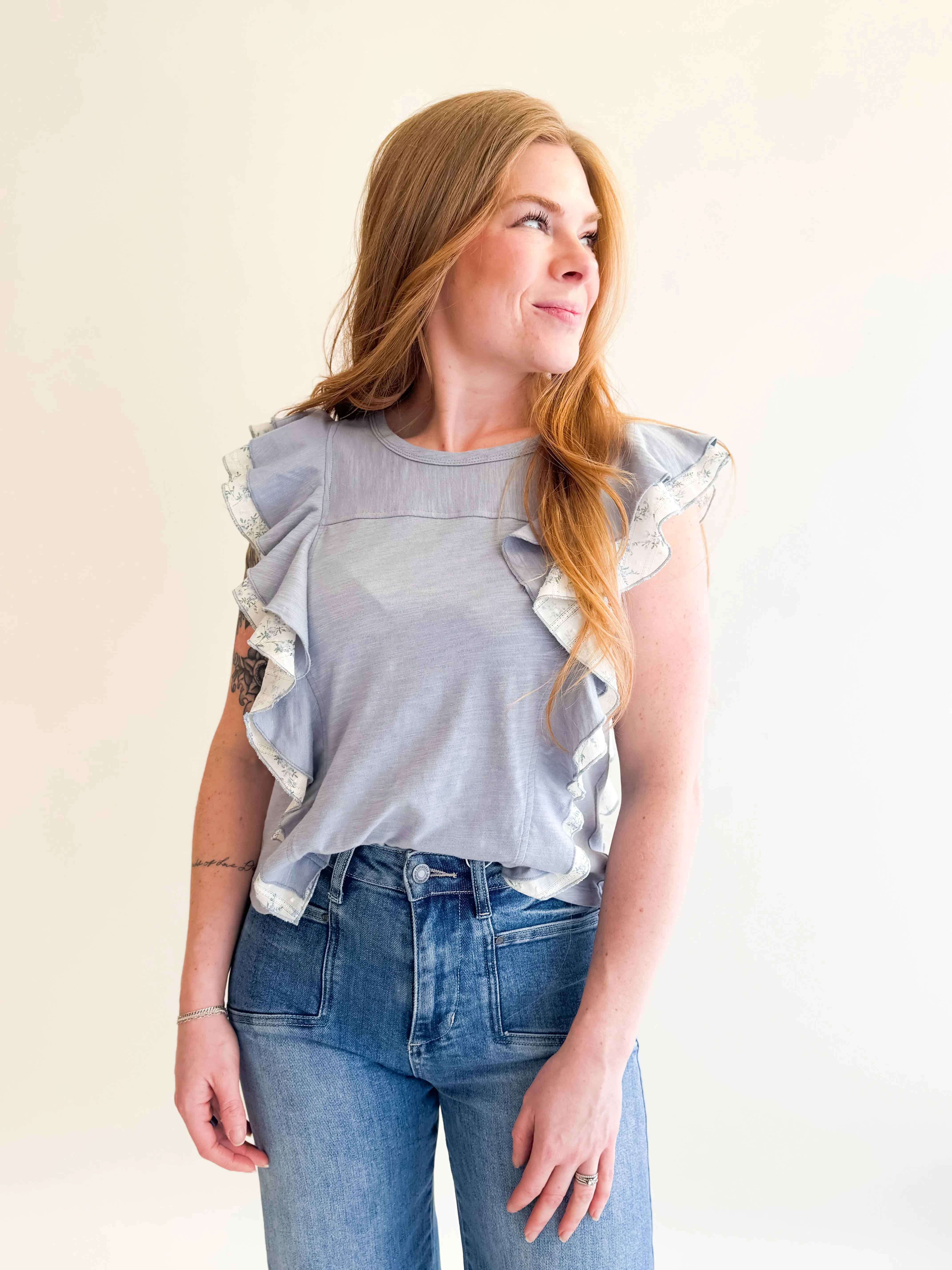 Flutter Sleeve Floral Top