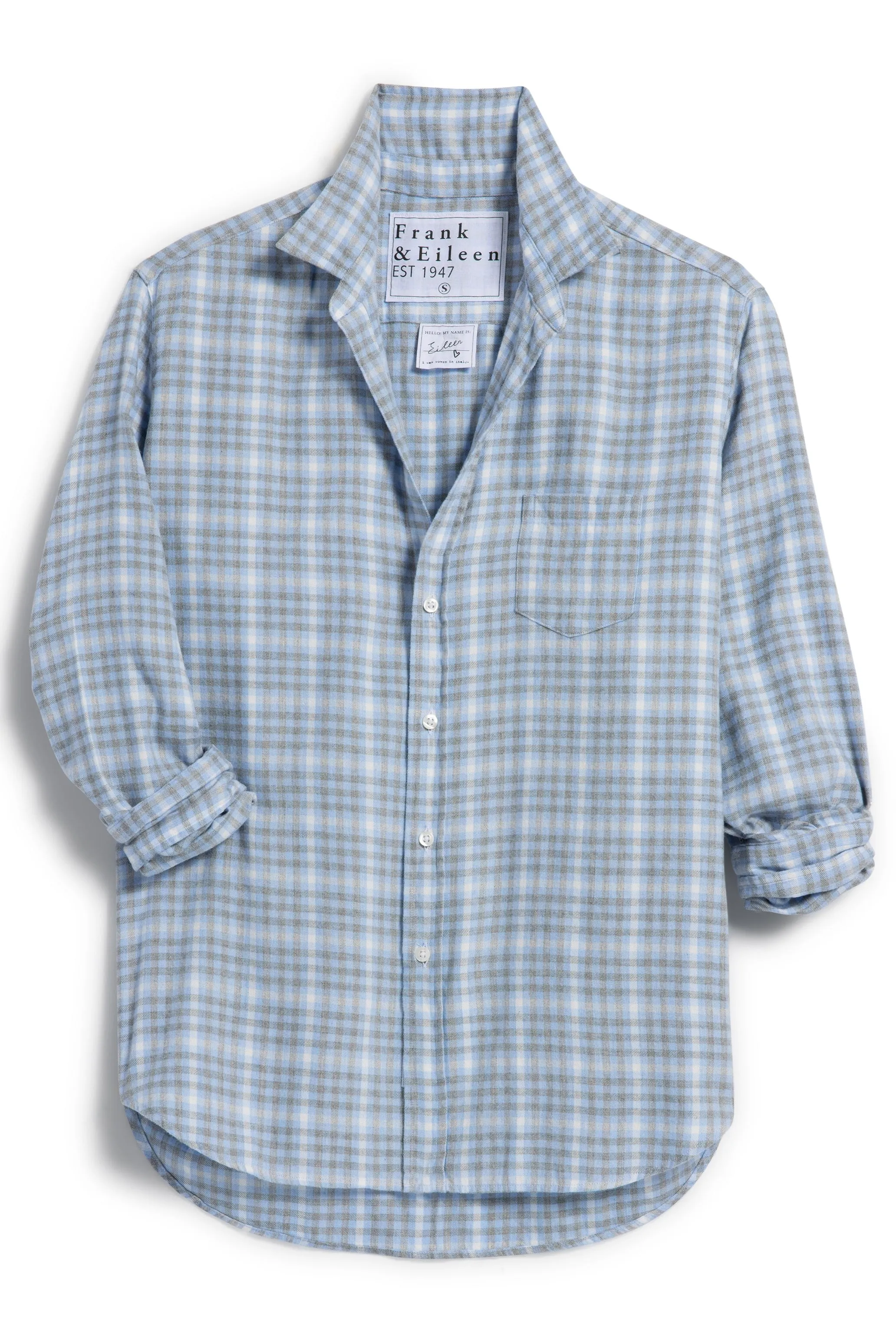 Frank & Eileen "Eileen" Button Up in Frank and Eillen Cream, Gray, Blue Check