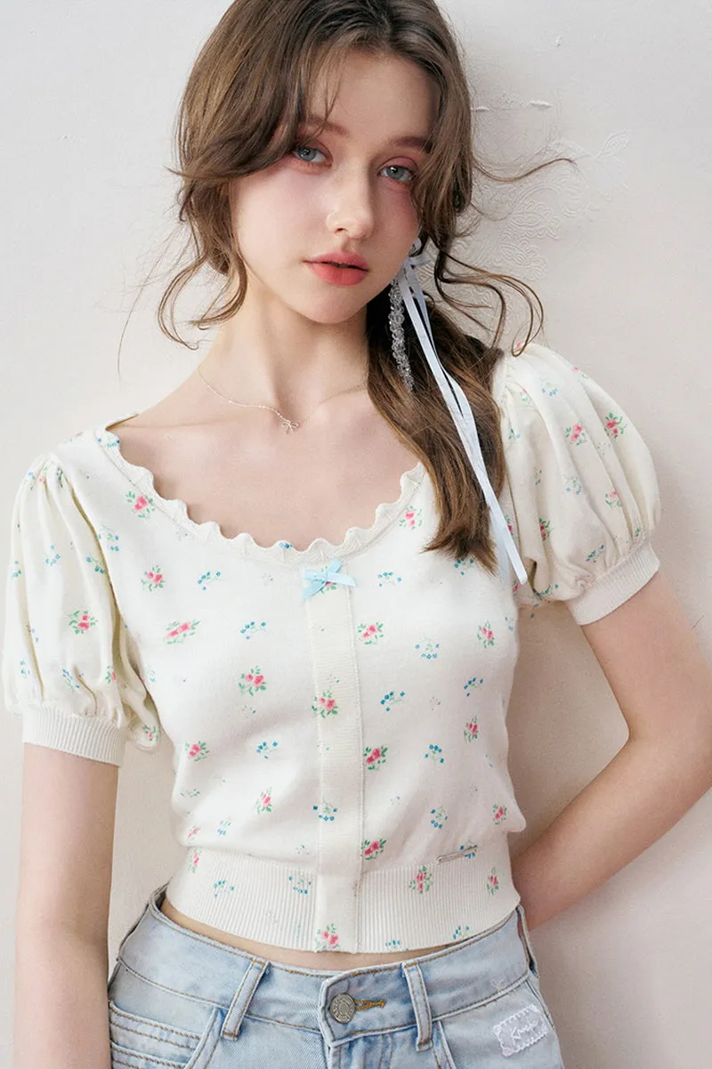 French Chic Floral Knit Top / Skirt