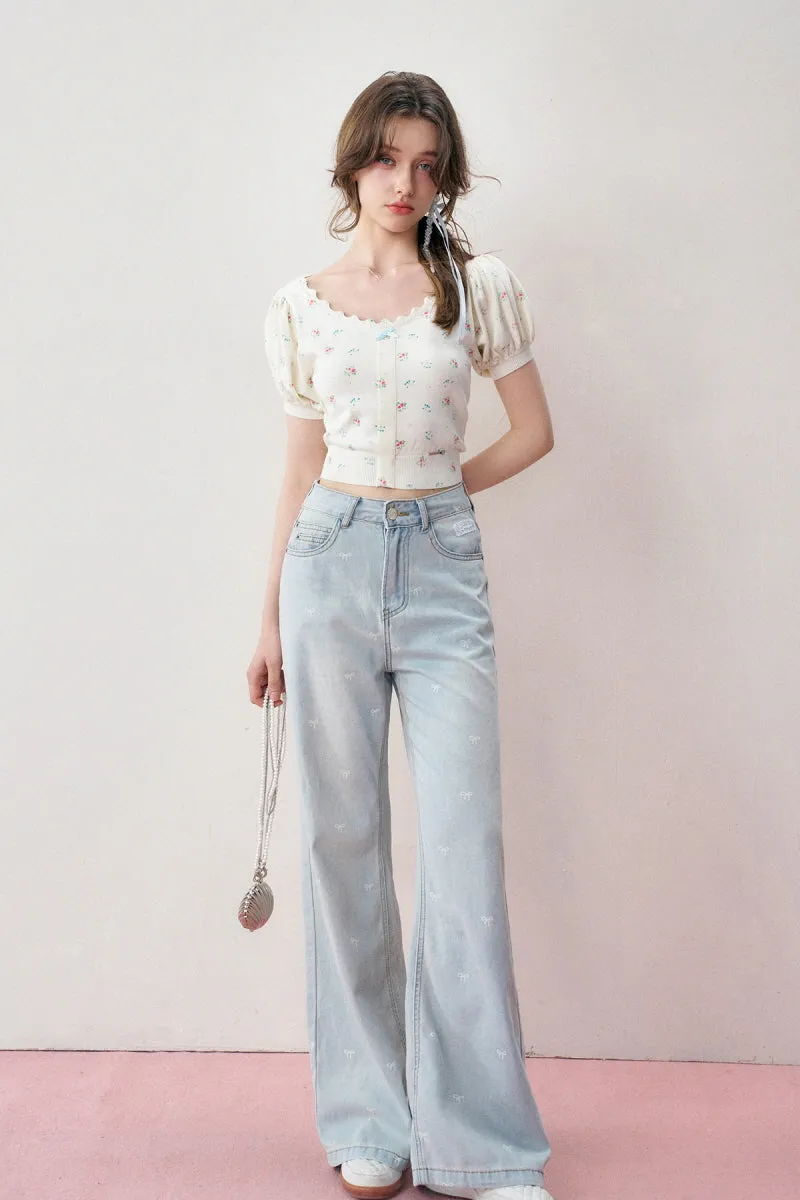 French Chic Floral Knit Top / Skirt