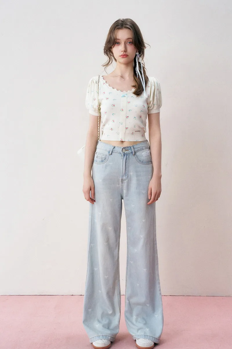 French Chic Floral Knit Top / Skirt