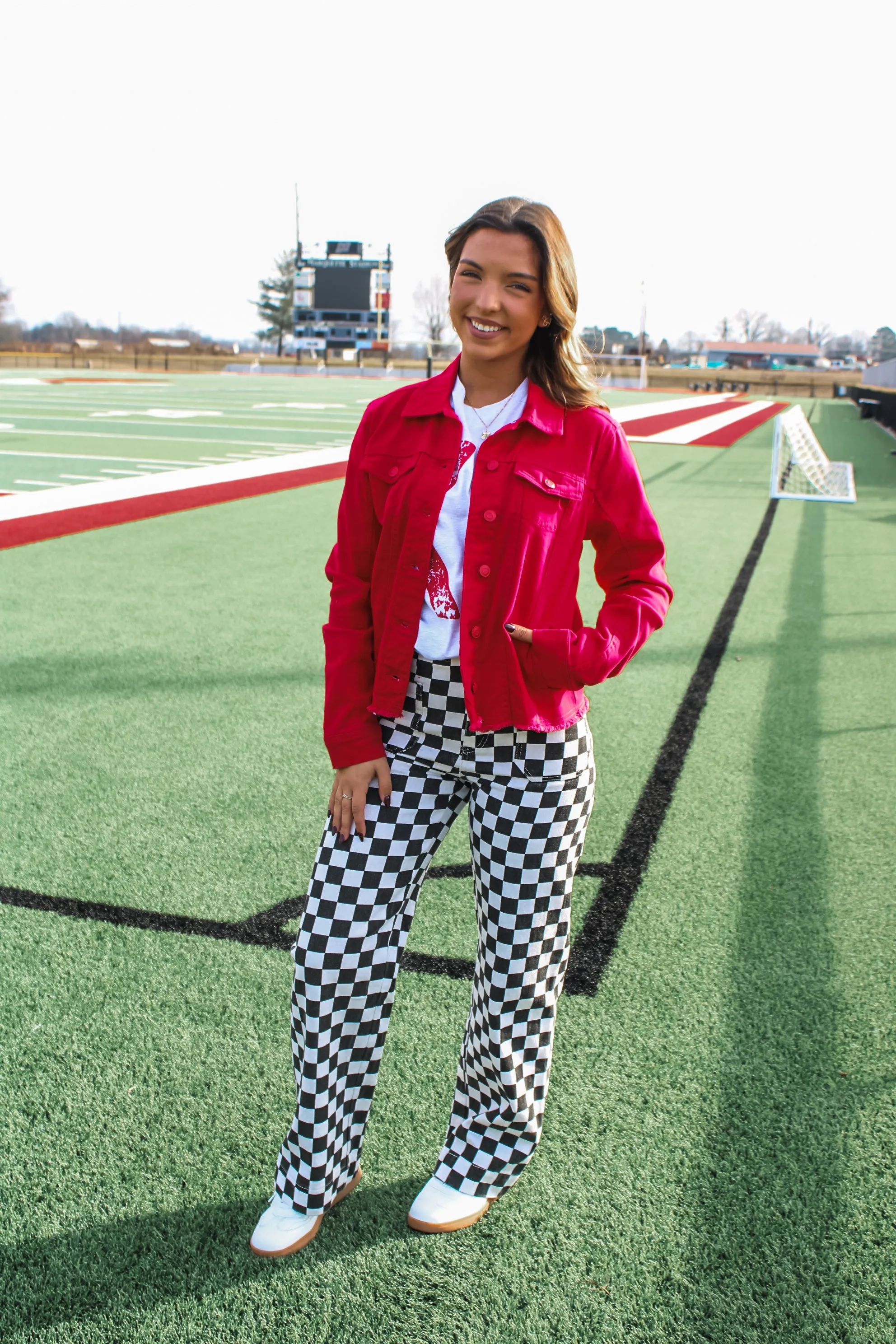 Game On Denim Jacket • Red