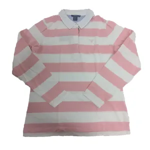 GANT Women's Soft Pink Classic Block Stripe Rugger Polo 405405 Size Large
