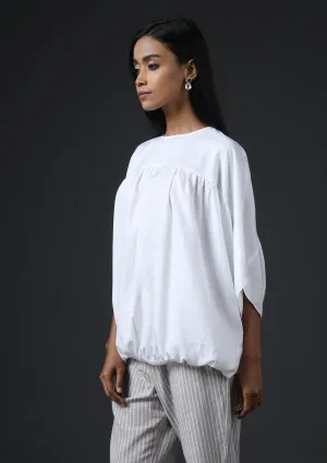 GATHER YOKE TOP - WHITE