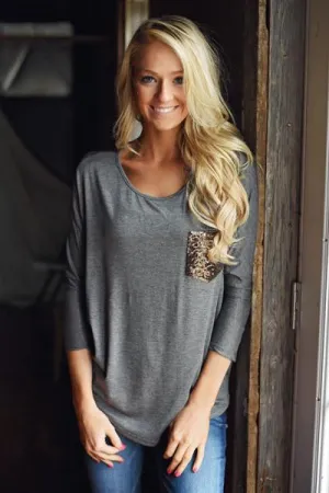 Glam Pocket Top - Charcoal