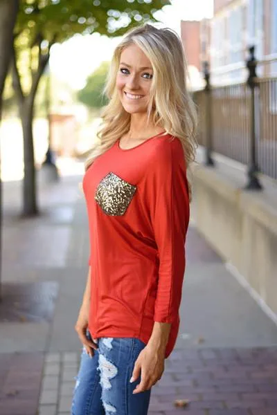 Glam Pocket Top - Rust