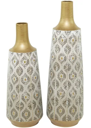 GOLDEN PEACOCK METAL VASES