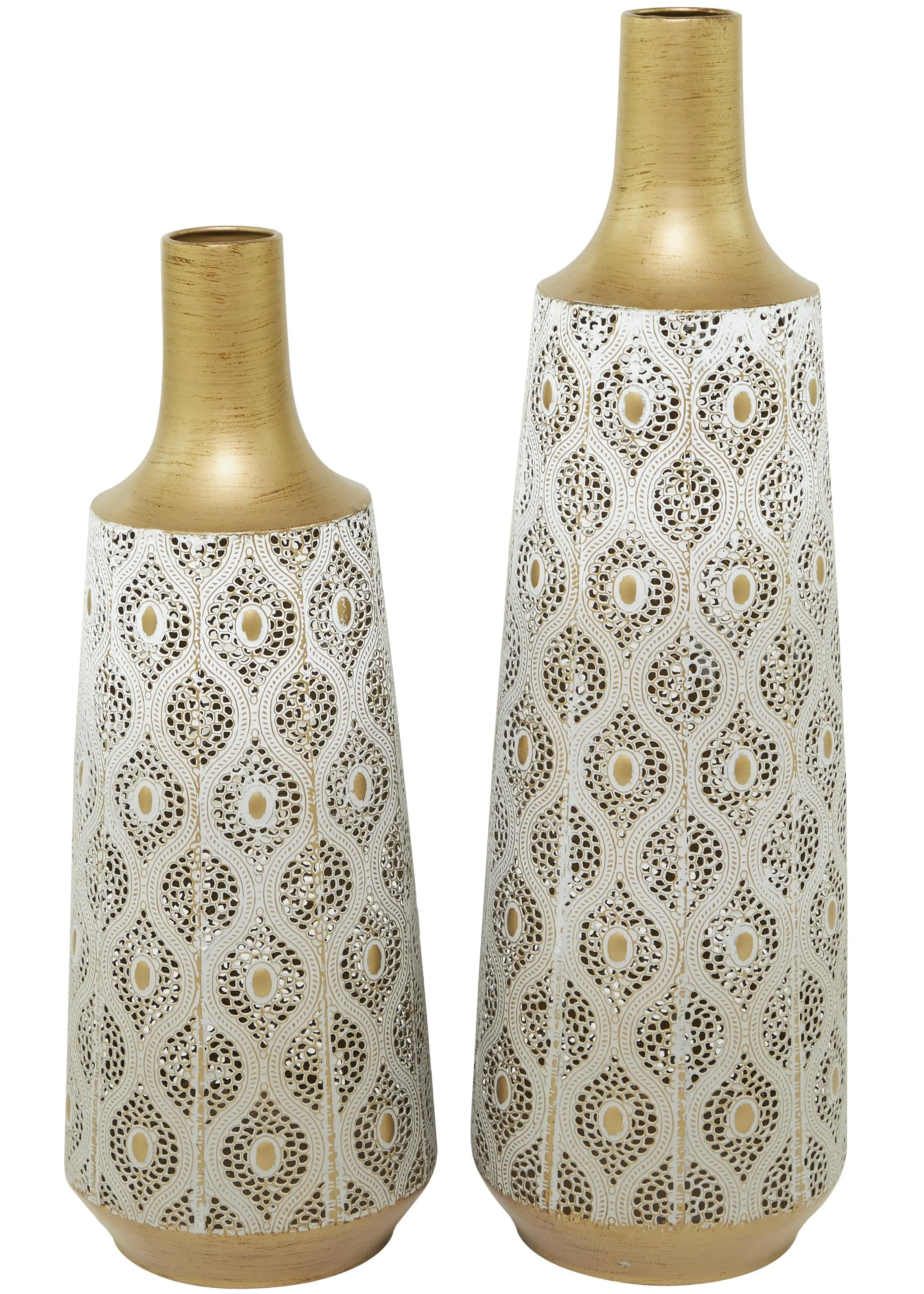 GOLDEN PEACOCK METAL VASES