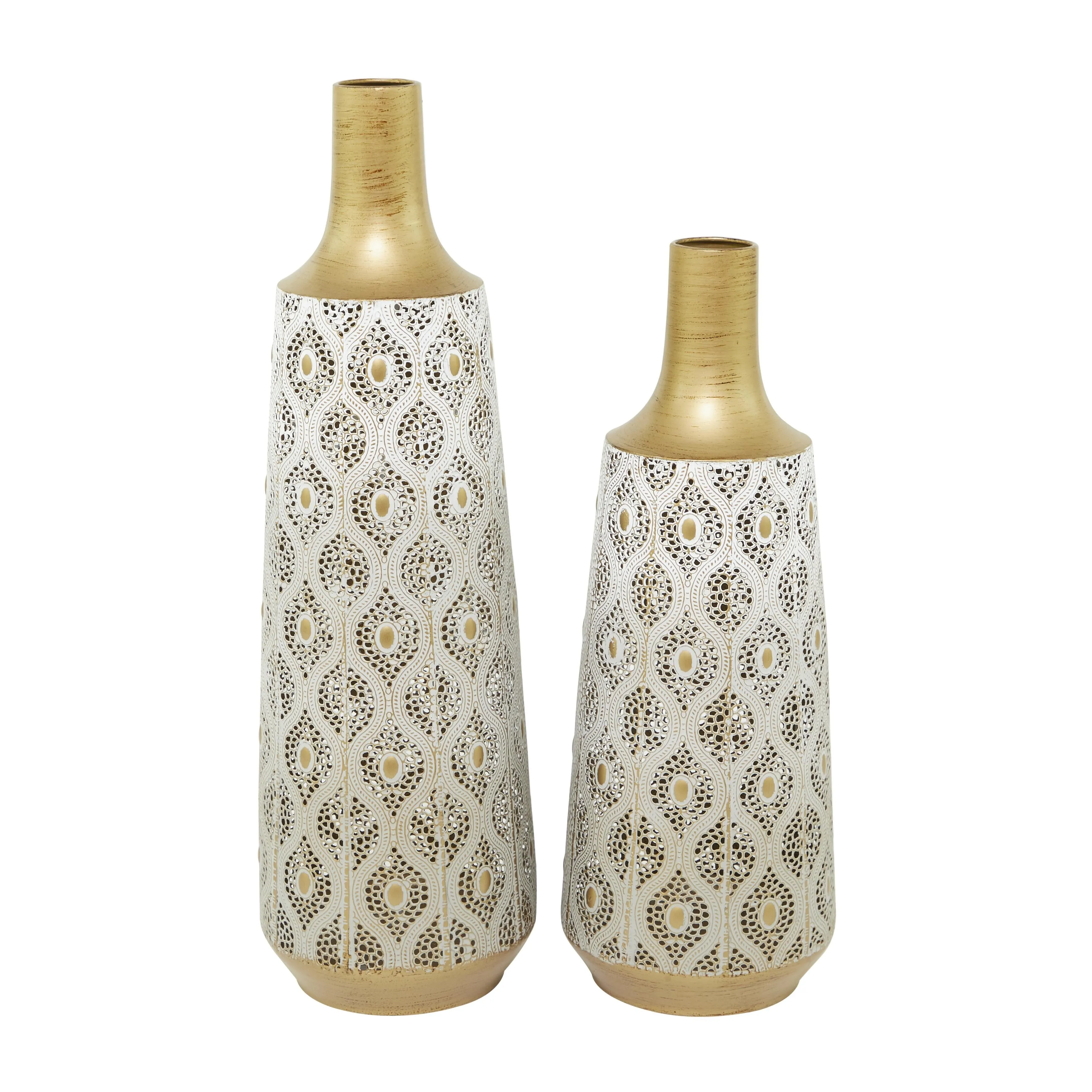 GOLDEN PEACOCK METAL VASES