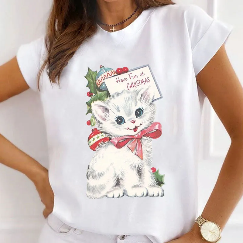 Gorgeous Christmas Women White T-Shirt C