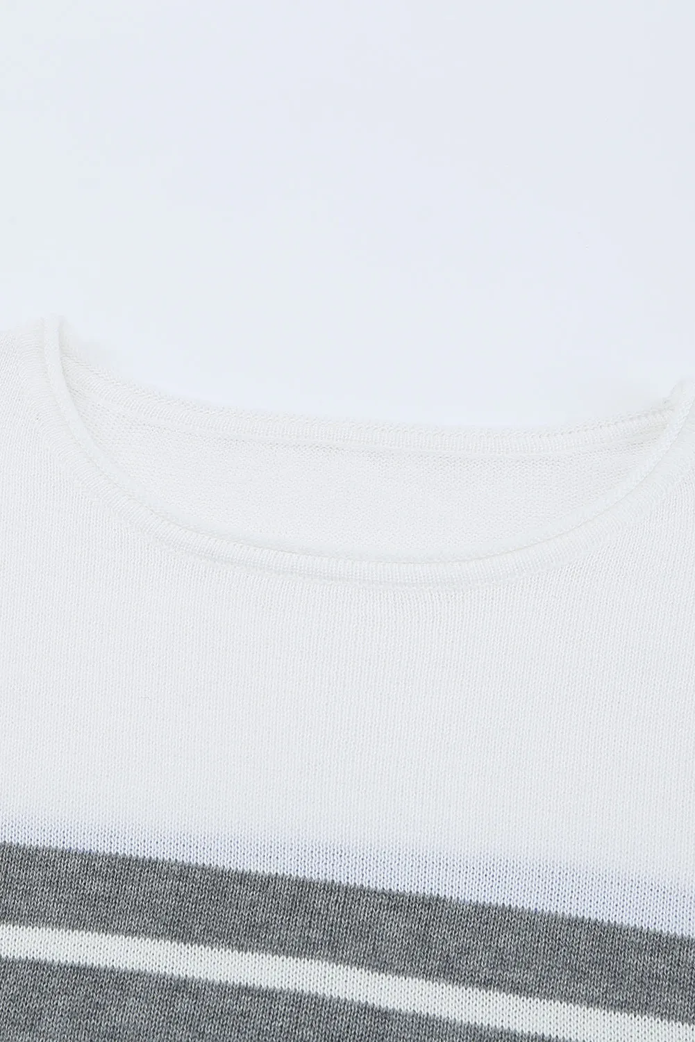 Gray Striped Colorblock Sweater