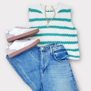 Green Stripe Sweater Vest