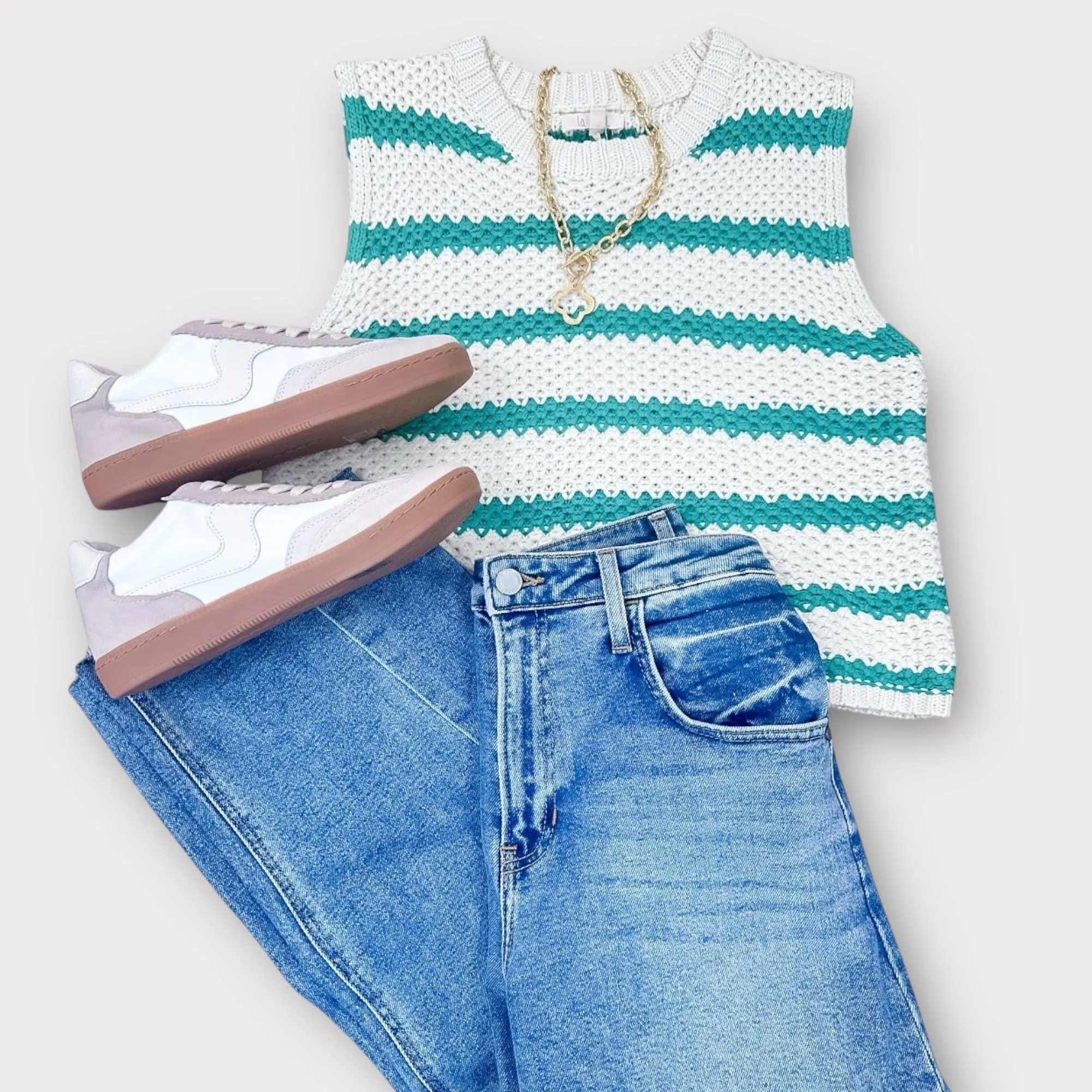 Green Stripe Sweater Vest