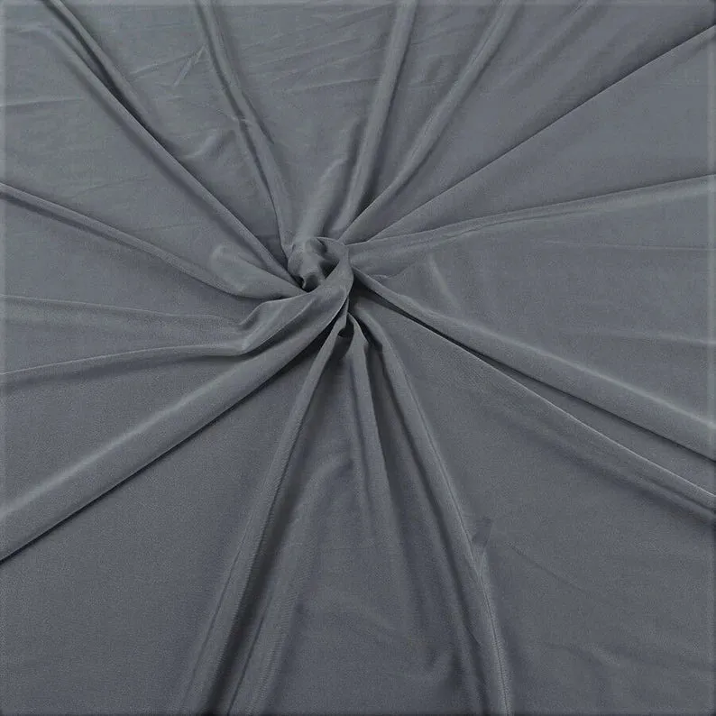 Grey Shiny Milliskin Nylon Spandex Fabric 4 Way Stretch 58" Wide Sold by The Yard