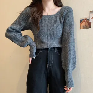 Grey Sweater Knit Top