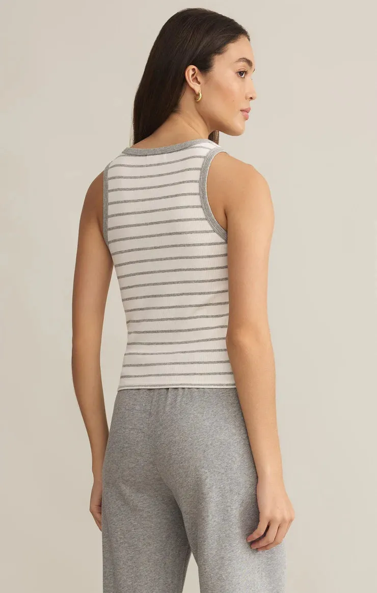 Hadley Striped Tank-Classic Heather Grey