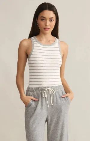 Hadley Striped Tank-Classic Heather Grey