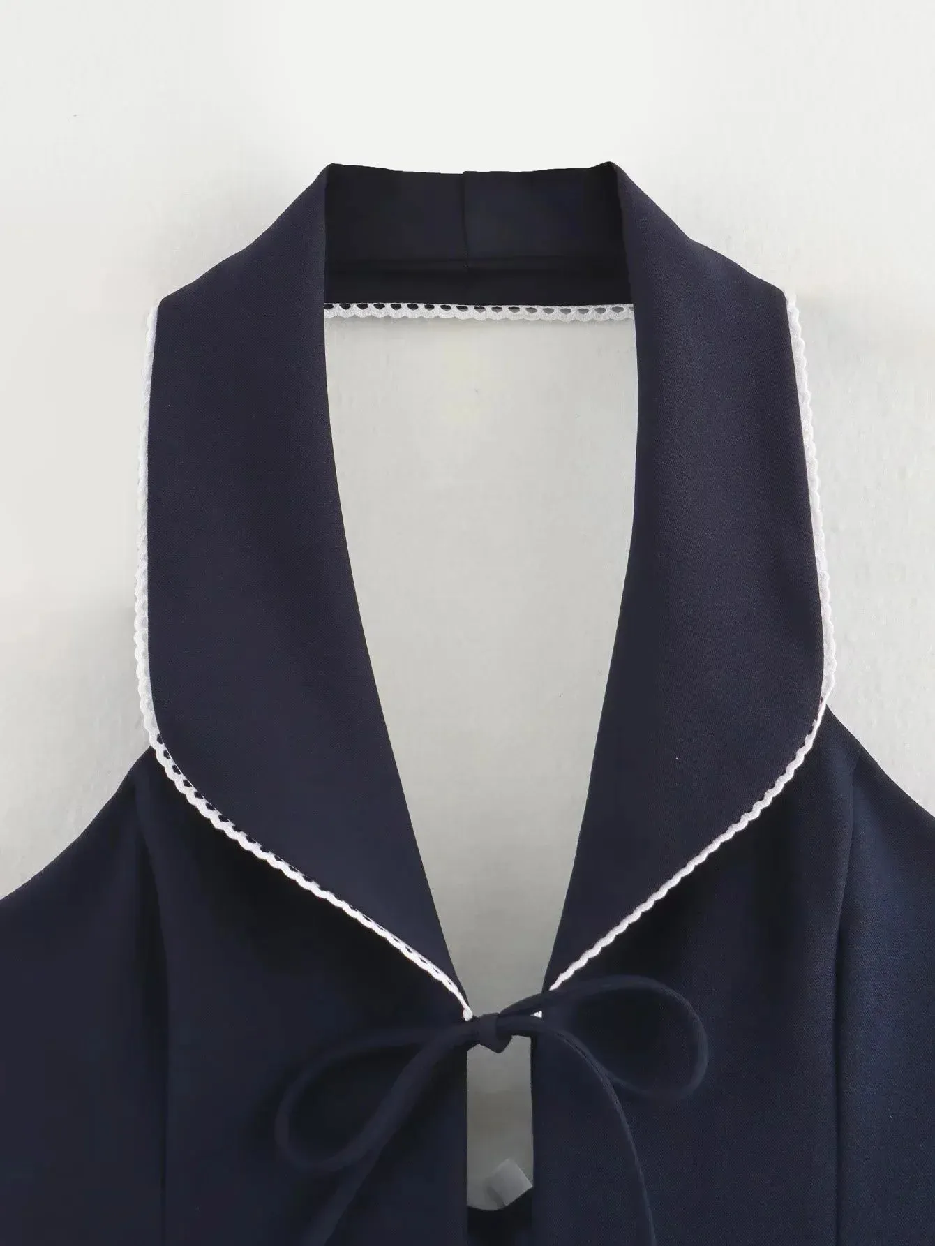 Halter Top Solid Bow Backless Short Vest