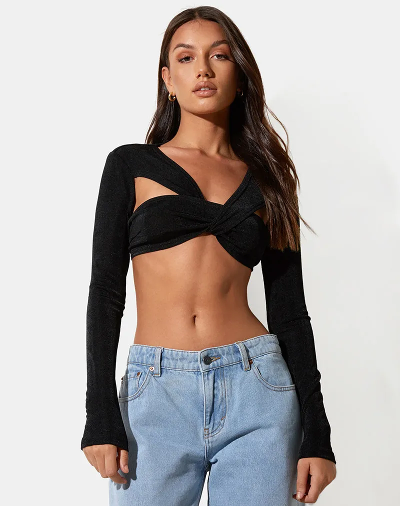 Hanta Crop Top in Crepe Black