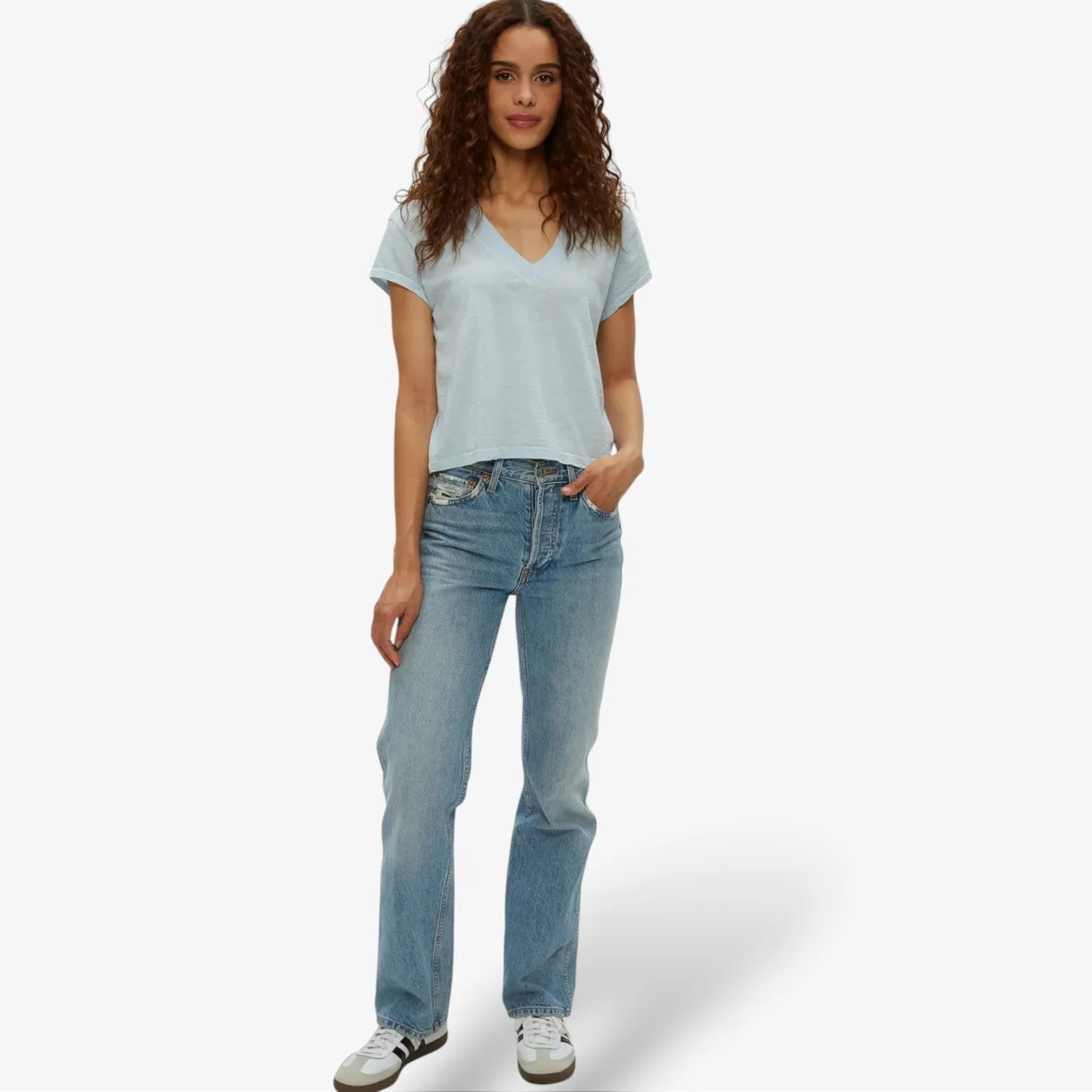 Harlan Cropped V Neck Tee