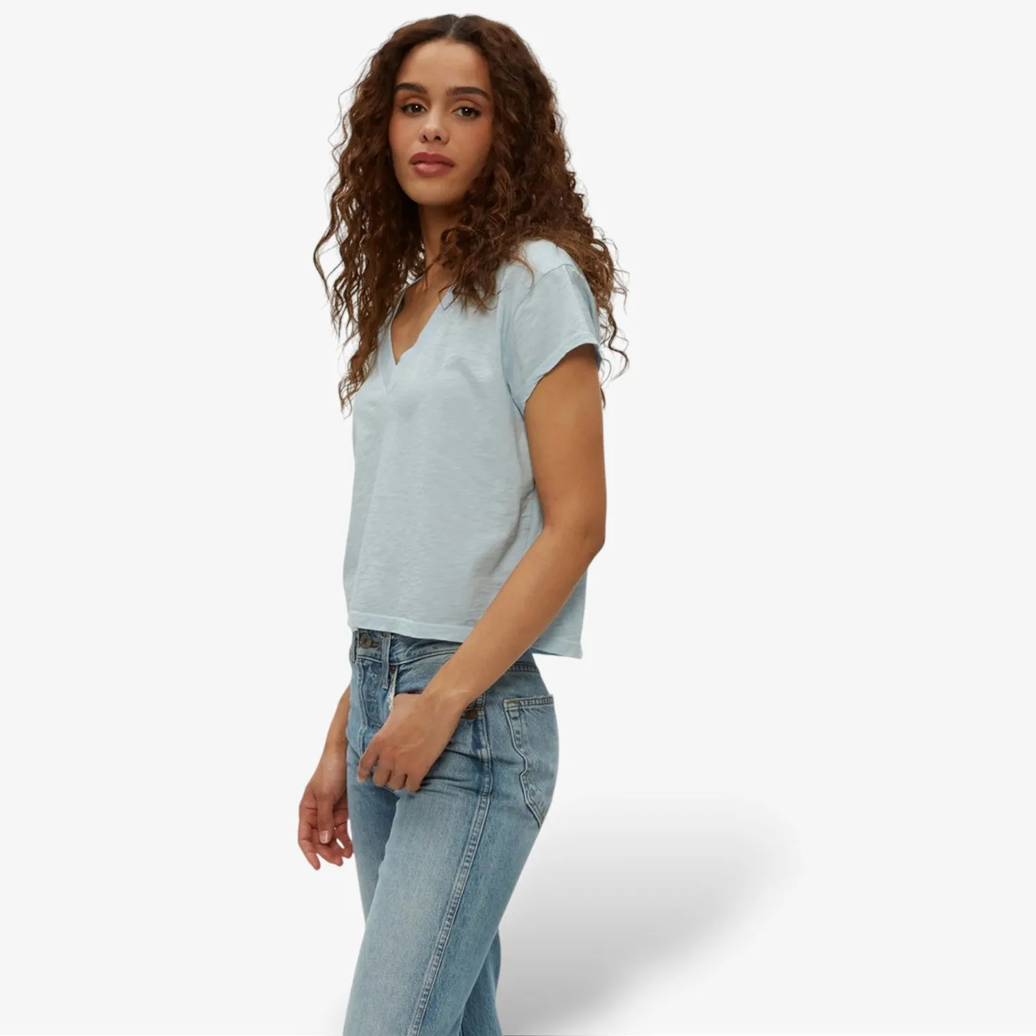 Harlan Cropped V Neck Tee