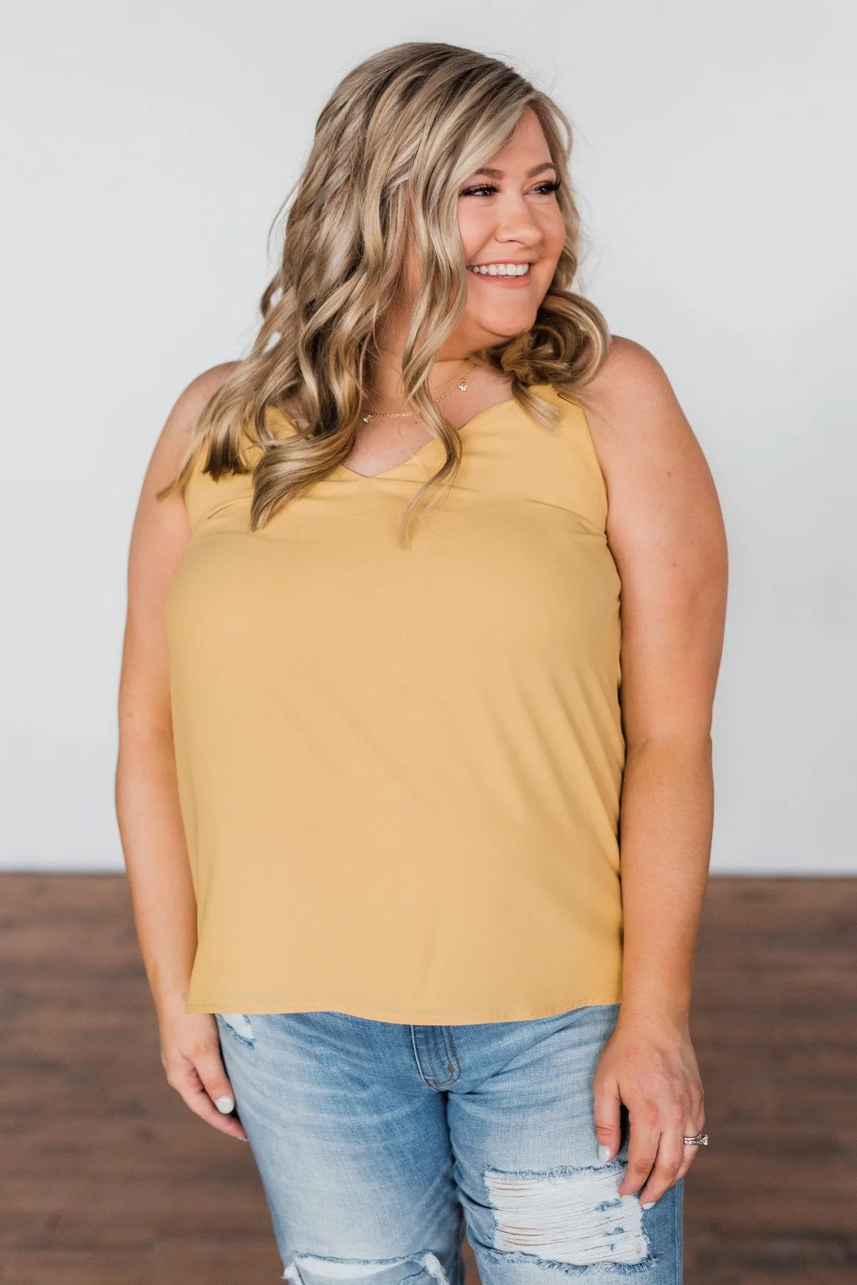 Have Me Hypnotized Tank Top- Mustard