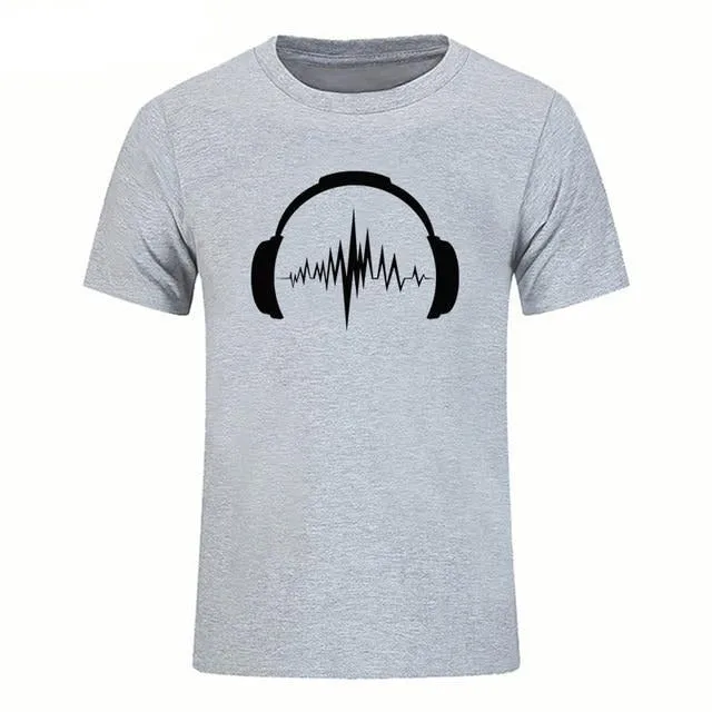 Headphones Sound Waves Men's T-Shirts 100% cotton SJA