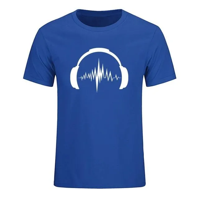 Headphones Sound Waves Men's T-Shirts 100% cotton SJA