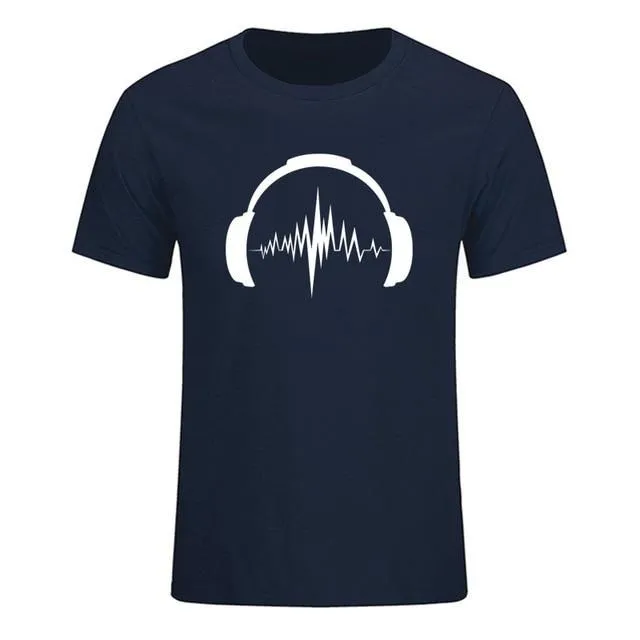 Headphones Sound Waves Men's T-Shirts 100% cotton SJA