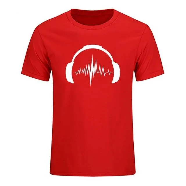 Headphones Sound Waves Men's T-Shirts 100% cotton SJA