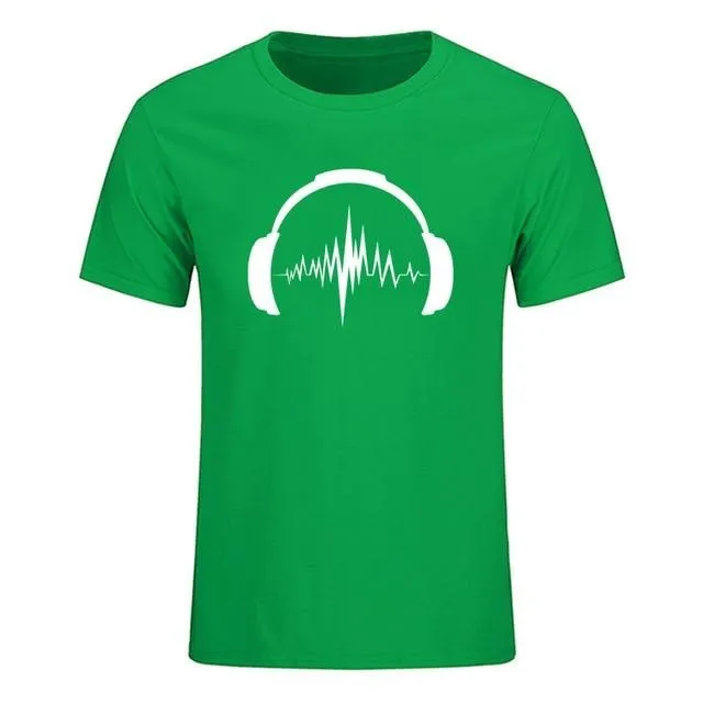 Headphones Sound Waves Men's T-Shirts 100% cotton SJA