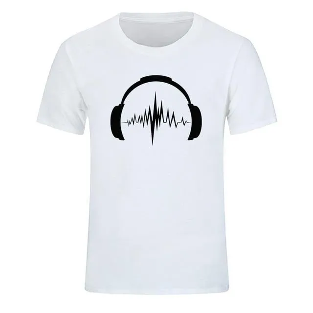 Headphones Sound Waves Men's T-Shirts 100% cotton SJA
