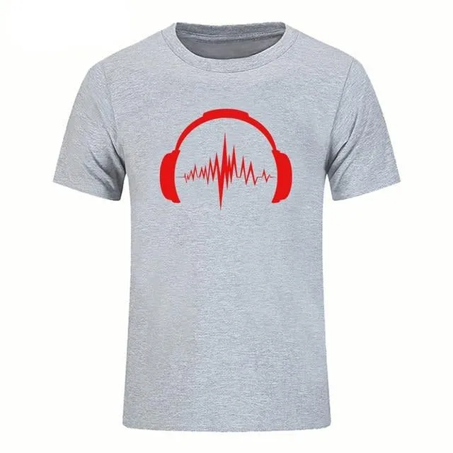 Headphones Sound Waves Men's T-Shirts 100% cotton SJA