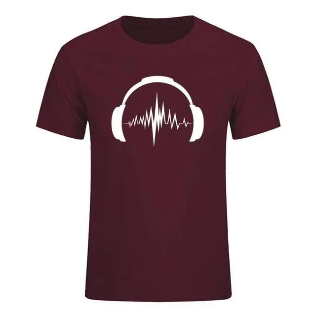 Headphones Sound Waves Men's T-Shirts 100% cotton SJA