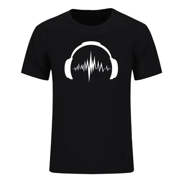 Headphones Sound Waves Men's T-Shirts 100% cotton SJA