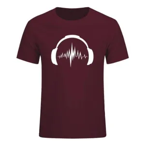 Headphones Sound Waves Men's T-Shirts 100% cotton SJA