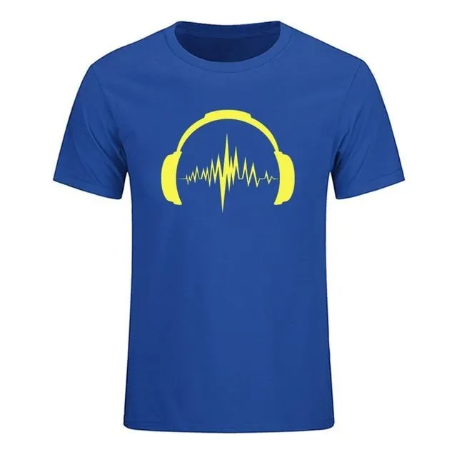 Headphones Sound Waves Men's T-Shirts 100% cotton SJA