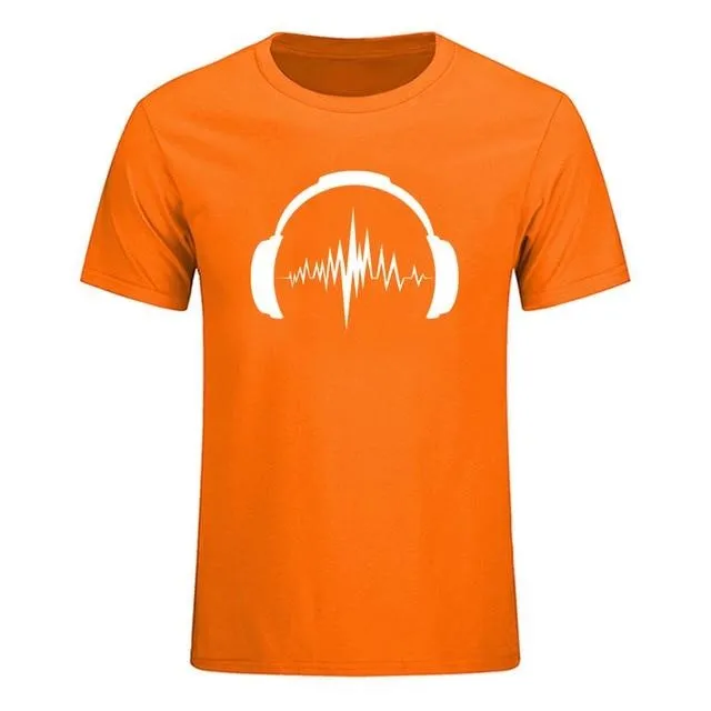 Headphones Sound Waves Men's T-Shirts 100% cotton SJA